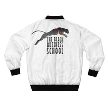 Load image into Gallery viewer, GOD 1st Unisex “Black 🐾 Business School” Bomber Jacket (Og) White