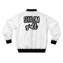 Load image into Gallery viewer, GOD 1st Unisex “SHALOM Y’all” Bomber Jacket (Og) White