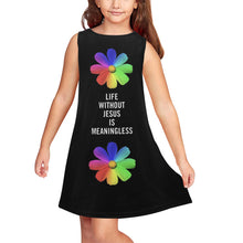 Load image into Gallery viewer, GOD 1st "Life without Jesus" (Black) Girls' Sleeveless Dress