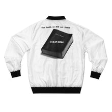 Load image into Gallery viewer, GOD 1st Unisex “Truth is in the Bible” Bomber Jacket (Og) White