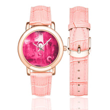 Load image into Gallery viewer, GOD1st (Pink)Women's Rose Gold Leather Strap Watch(Model 201)