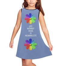 Load image into Gallery viewer, GOD 1st "Life without Jesus" (Blue) Girls' Sleeveless Dress