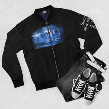 Load image into Gallery viewer, GOD 1st Unisex “B1🐾” Bomber Jacket (Black&Blue)