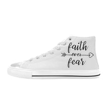 Load image into Gallery viewer, GOD 1st "FaithOverFear" Women's Classic High Top Canvas Shoes
