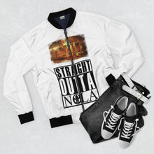 Load image into Gallery viewer, GOD 1st Unisex “SONola ⚜️” Bomber Jacket (W&amp;B) og
