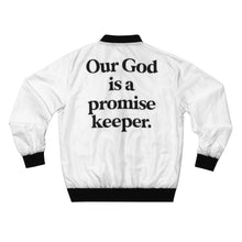 Load image into Gallery viewer, GOD 1st Unisex “Promise Keeper” Bomber Jacket (Og) White
