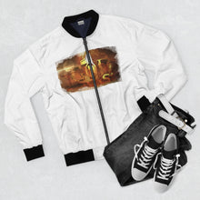 Load image into Gallery viewer, GOD 1st Unisex “V-Hive🐝” Bomber Jacket (Og) White
