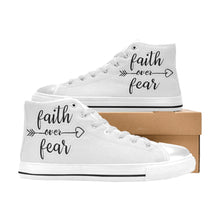 Load image into Gallery viewer, GOD 1st "FaithOverFear" Women's Classic High Top Canvas Shoes

