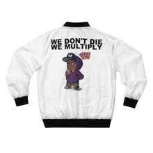 Load image into Gallery viewer, GOD 1st Unisex “We Multiply” Bomber Jacket (Og) White
