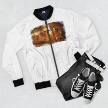 Load image into Gallery viewer, GOD 1st Unisex “Jesus is my Anchor” Bomber Jacket (Og) White
