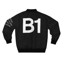 Load image into Gallery viewer, GOD 1st Unisex “B1🐾” Bomber Jacket (Black&amp;Blue)
