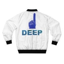 Load image into Gallery viewer, GOD 1st Unisex “One Deep” Bomber Jacket (Og) White
