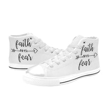 Load image into Gallery viewer, GOD 1st "FaithOverFear" Women's Classic High Top Canvas Shoes

