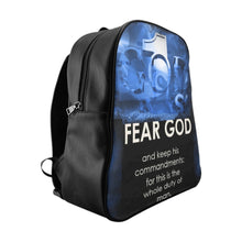 Load image into Gallery viewer, GOD 1st “Fear GOD” School Backpack 🎒(Blue&amp;Black)
