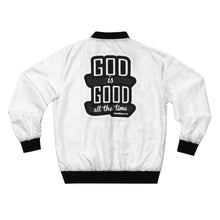 Load image into Gallery viewer, GOD 1st Unisex “GOD is Good” Bomber Jacket (Og) White
